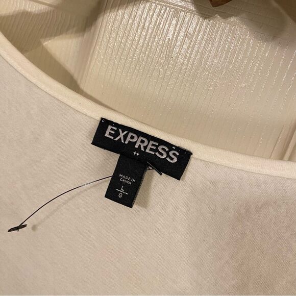 Express Black and White Sequin Fitted Sleeveless Tank Top - Picture 5 of 7